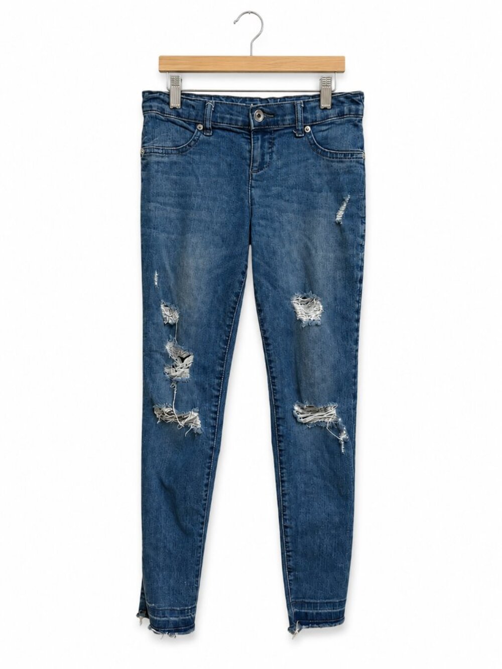 Children's Place Girls Jeggings Jeans Size 8 Distressed Blue Stretch Jeans Rips